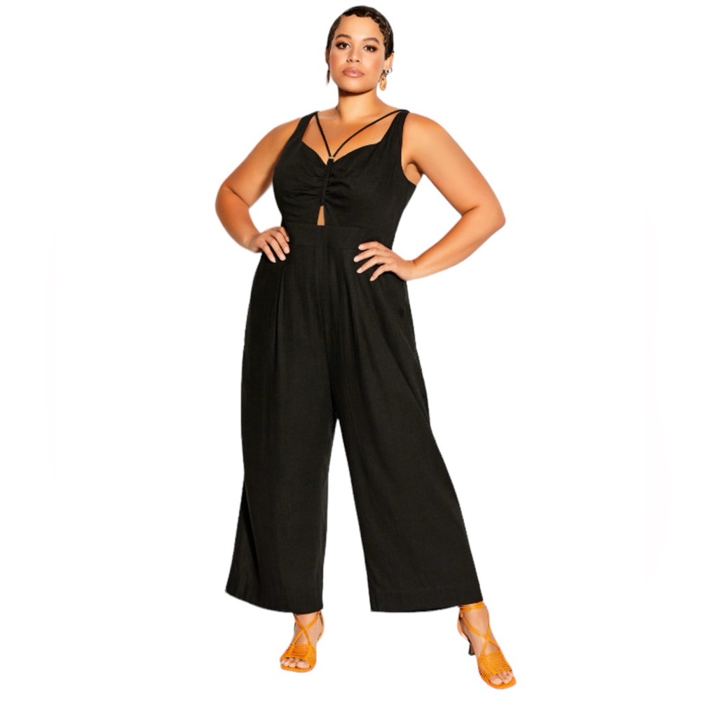 City Chic Paradise Jumpsuit Linen Blend Size 24